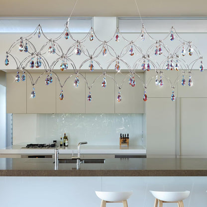 Large crystal raindrop chandelier