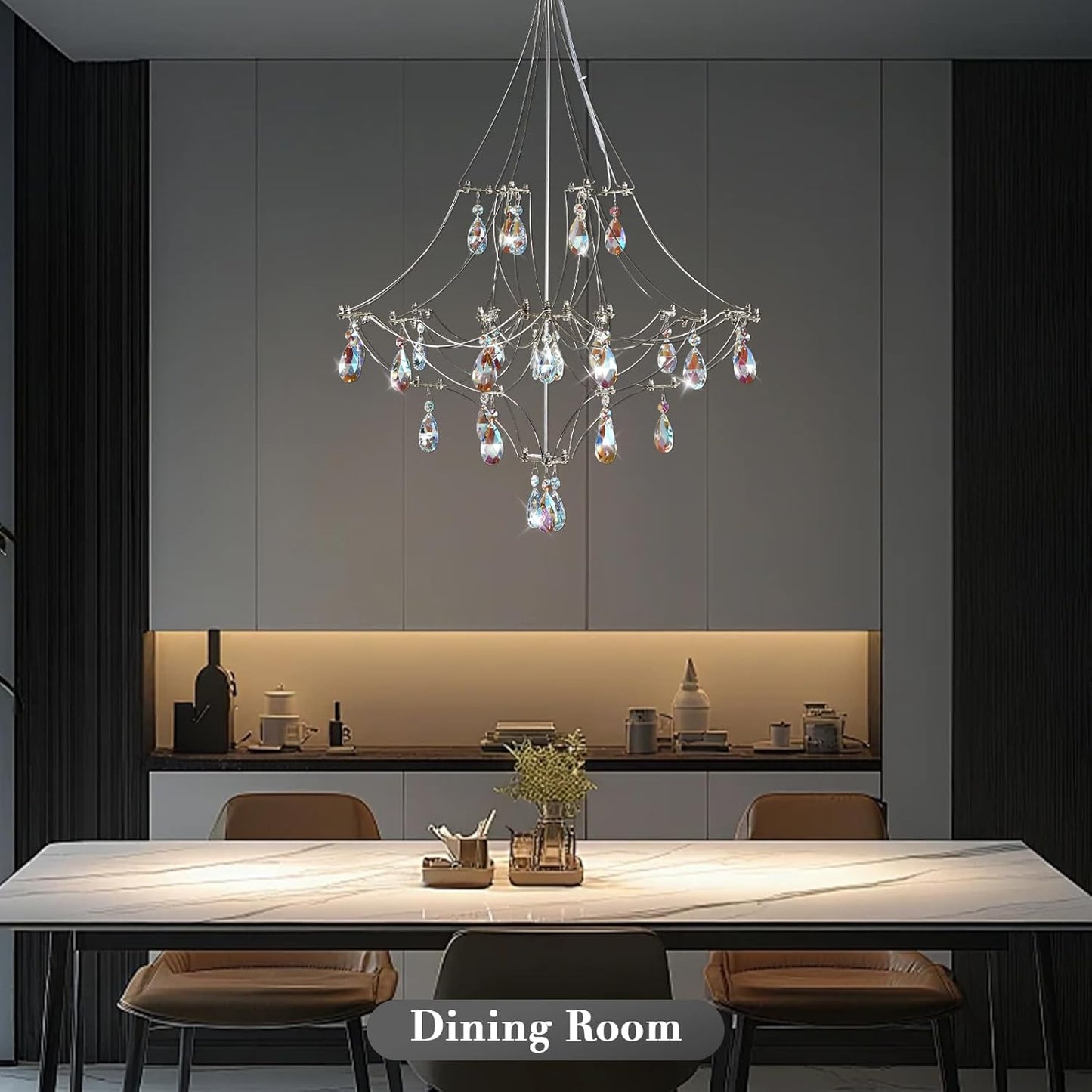 Crystal Chandelier 23.6 inch Sliver Round Chandelier