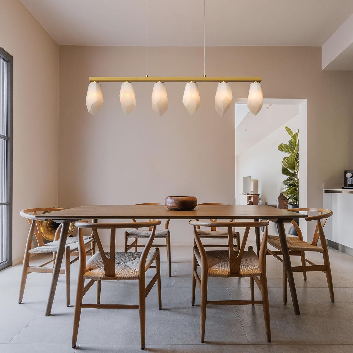 6-Light Linear Alabaster Chandelier