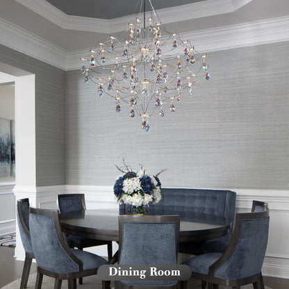 Modern Crystal Raindrop Chandelier - 31.5 Inch Silver