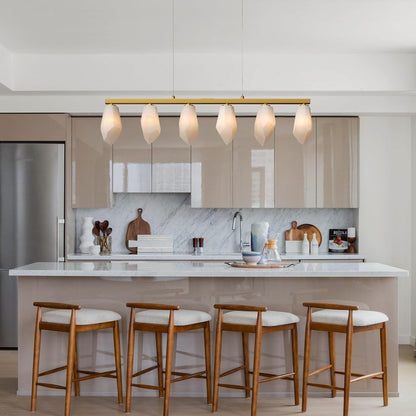 6-Light Linear Alabaster Chandelier