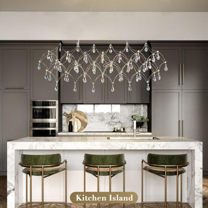 Large crystal raindrop chandelier