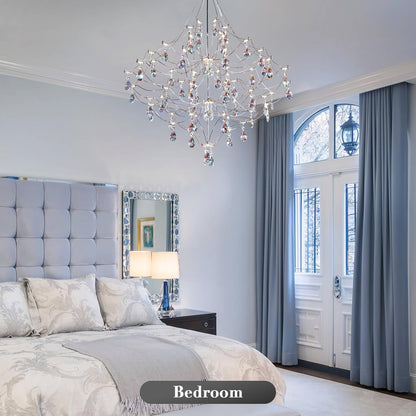 Modern Crystal Raindrop Chandelier - 31.5 Inch Silver