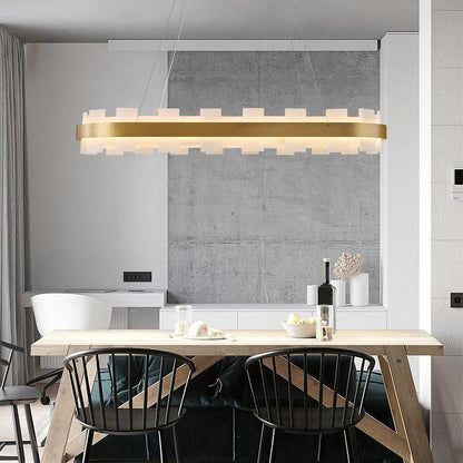 Modern Rectangle Alabaster Chandelier