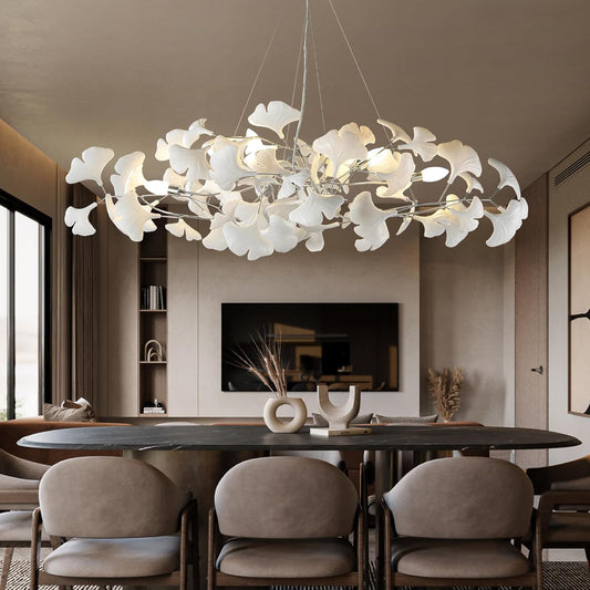Ceramic Ginkgo Leaf Chandelier 47.2"