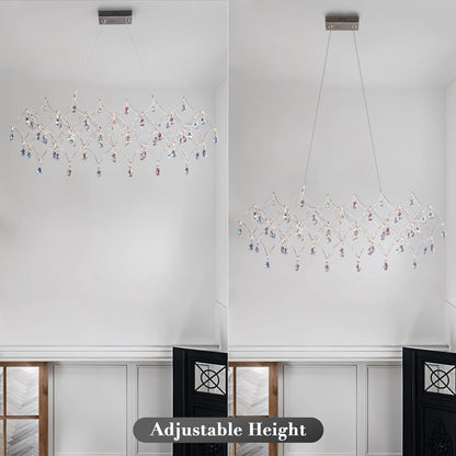 Large crystal raindrop chandelier