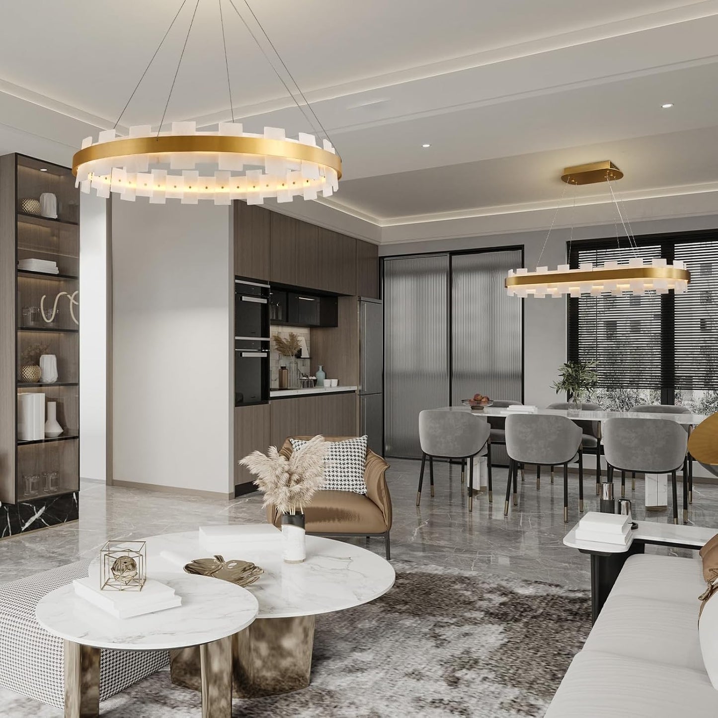 Modern Alabaster Linear Chandelier 31.5