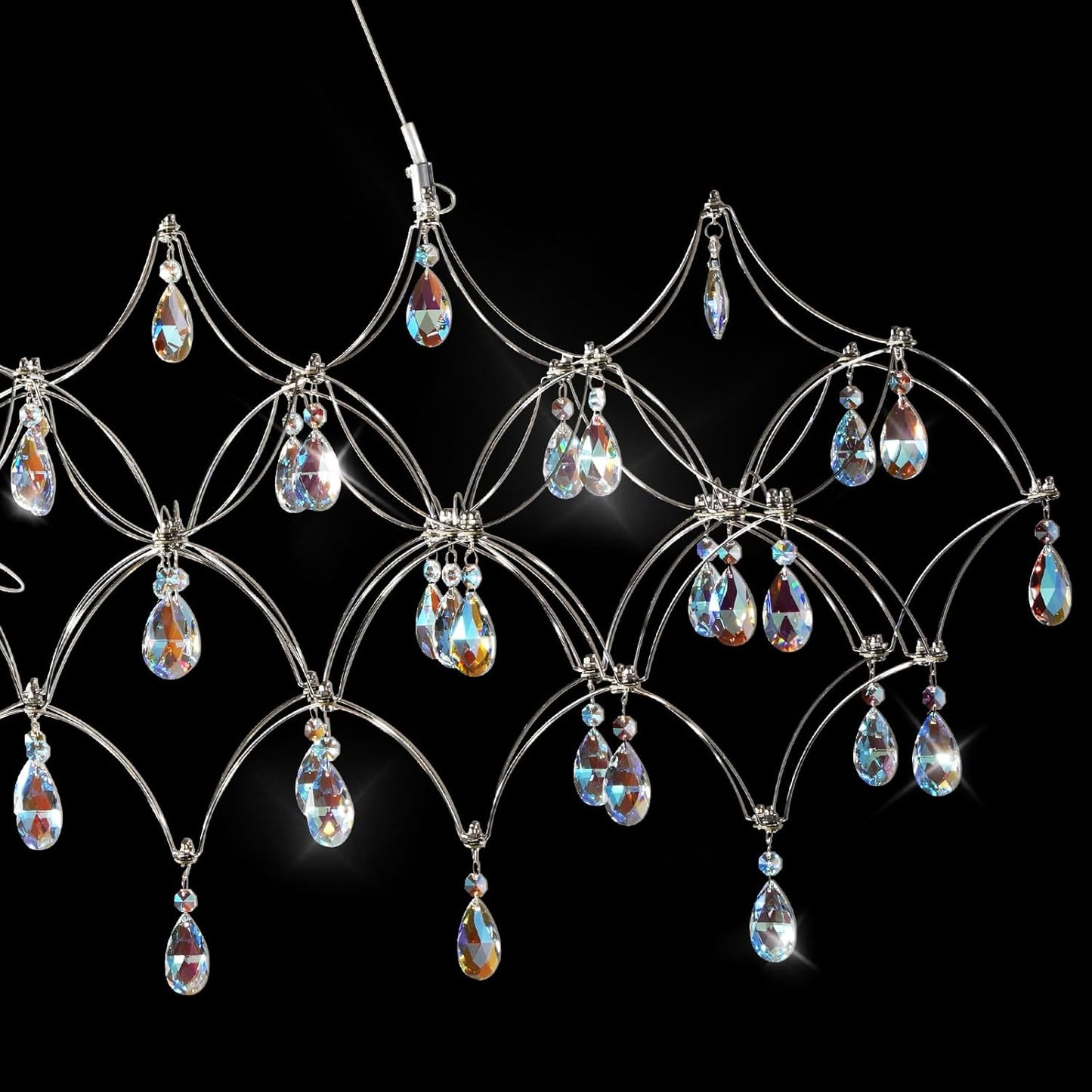 Large crystal raindrop chandelier