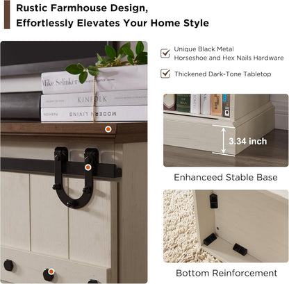 OKD 75" Rustic Farmhouse TV Stand with Sliding Barn Door
