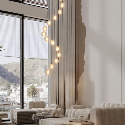 Modern style spiral staircase crystal ball chandelier
