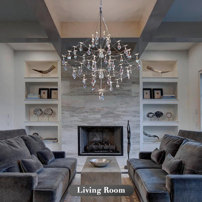 Modern Crystal Raindrop Chandelier - 31.5 Inch Silver