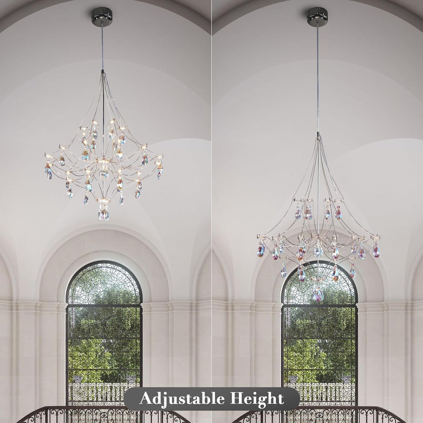 Crystal Chandelier 23.6 inch Sliver Round Chandelier