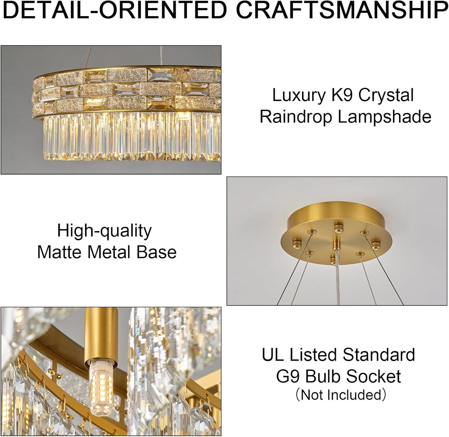 Round Ice Crystal Chandelier 23"