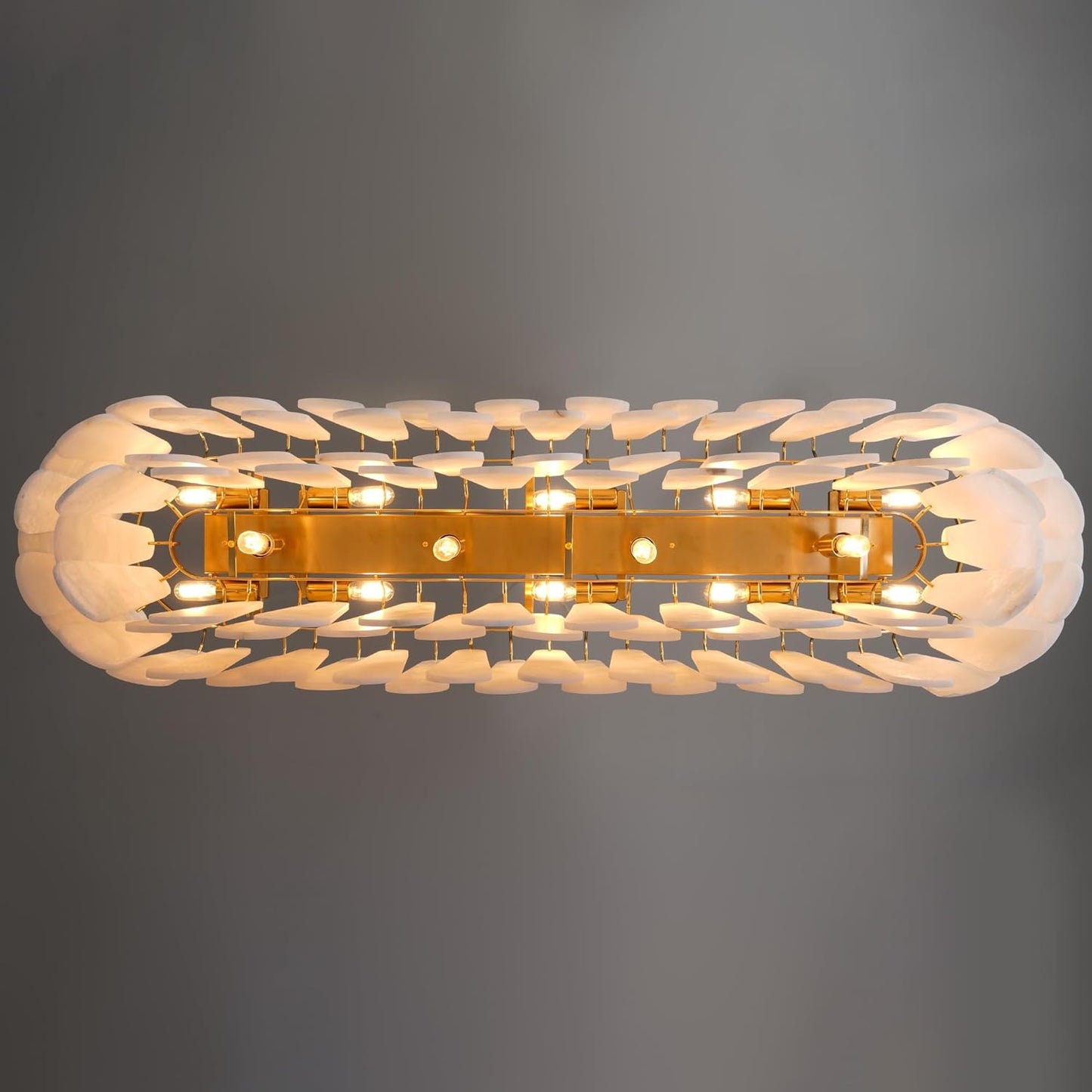 L47.2 Modern Alabaster Rectangular Brass Chandelier