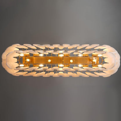 L47.2 Modern Alabaster Rectangular Brass Chandelier