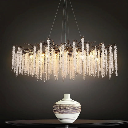 Modern Black Crystal Branch Chandelier 47"