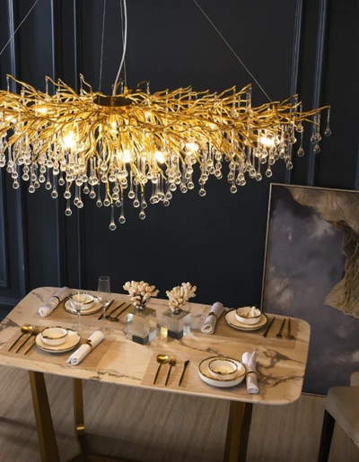 Stunning Tree Branch Crystal Chandelier with Clear Teardrop-shaped for Living/Dining Room