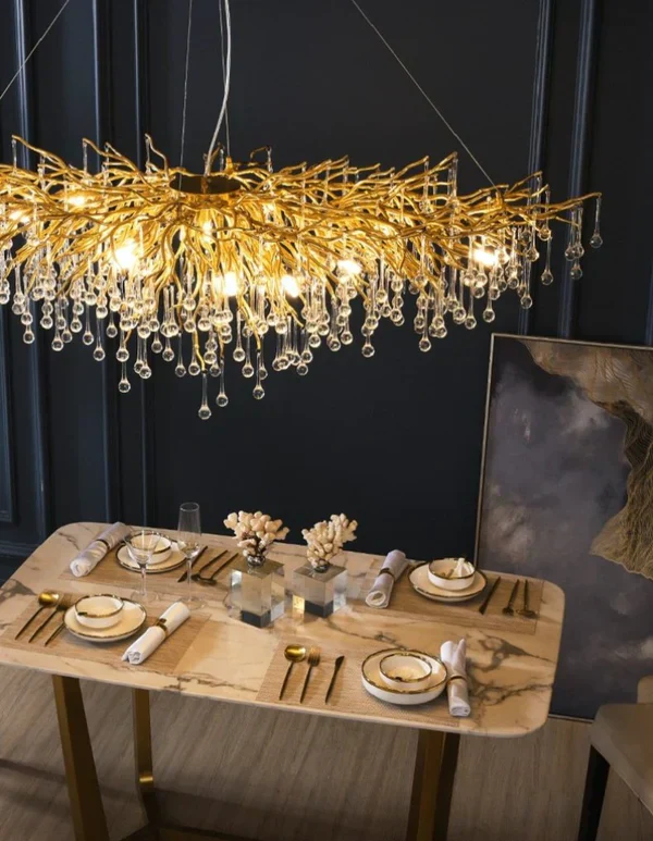 Stunning Tree Branch Crystal Chandelier with Clear Teardrop-shaped for Living/Dining Room