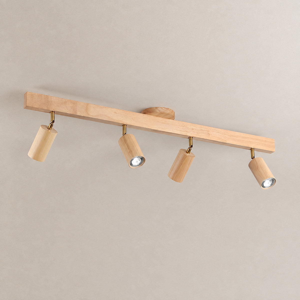 Natural Wood Beam Light Spotlight, L 5.1~47.2-Inch x H 8.7-Inch, Wood, Warm Light for Living Room & Bedroom