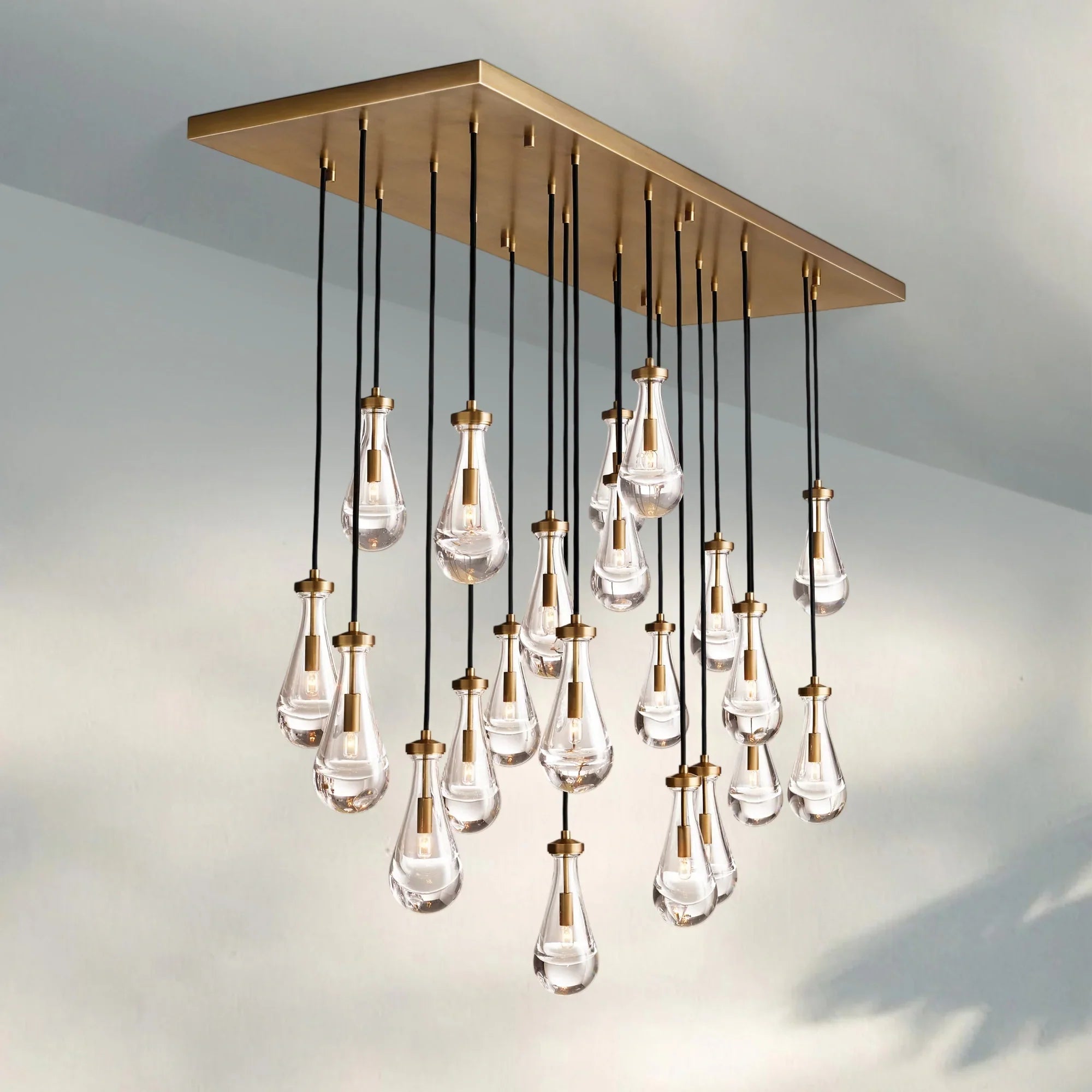 Soltaire Raindrop Glass Linear Chandelier 72"