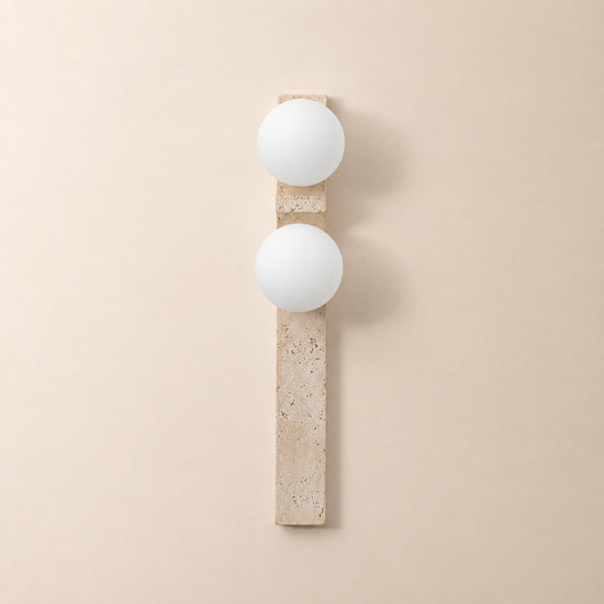 Asymmetrical Travertine Wall Lamp, 2.3-Inch x H 19.7-Inch, Yellow Travertine for Living Room & Dining Room
