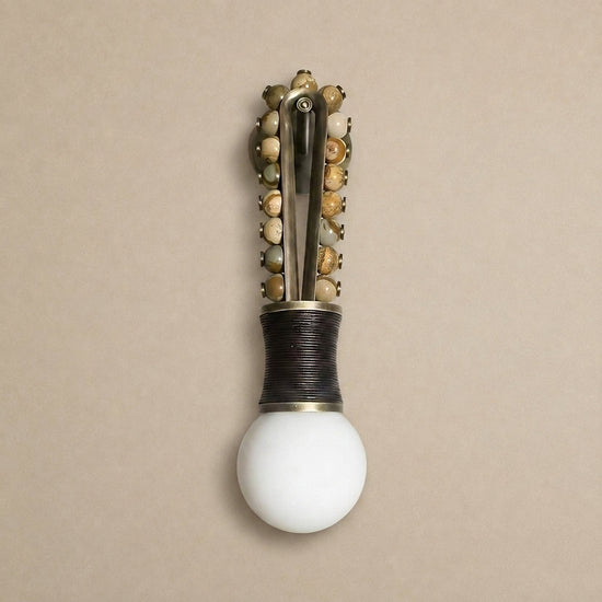 Ardora Wall Lamp, 5.5-Inch x H 24.4-Inch, Brass & Green for Living Room