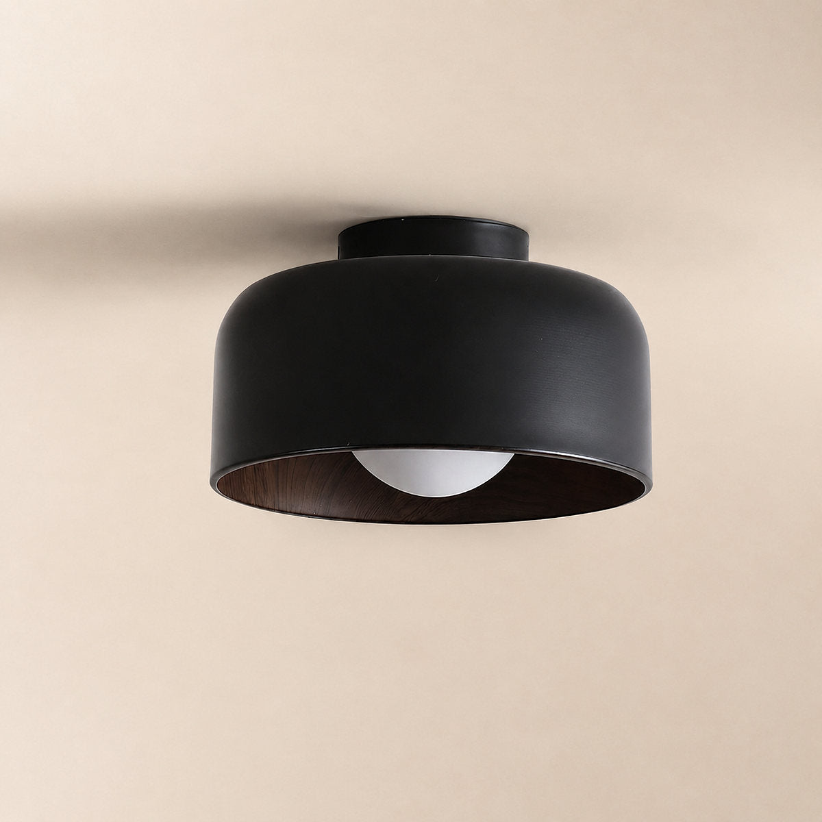 Lumosphere Ceiling Light, 8.7-Inch x H 5.1-Inch, Black & Walnut Grain Hydrographics for Living Room