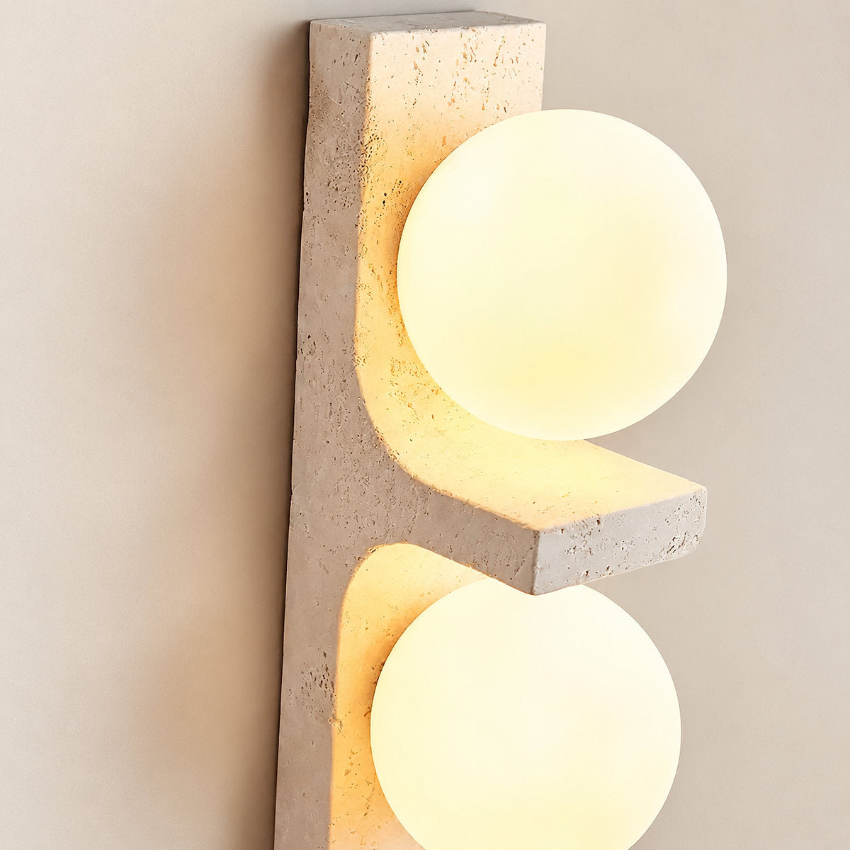 Asymmetrical Travertine Wall Lamp, 2.3-Inch x H 19.7-Inch, Yellow Travertine for Living Room & Dining Room