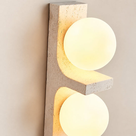 Asymmetrical Travertine Wall Lamp, 2.3-Inch x H 19.7-Inch, Yellow Travertine for Living Room & Dining Room
