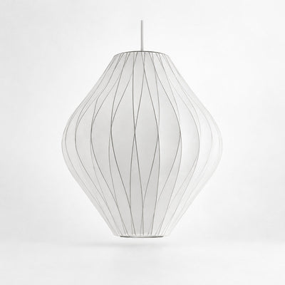 Organic Mulberry Silk Pendant Light with Steel Wireframe