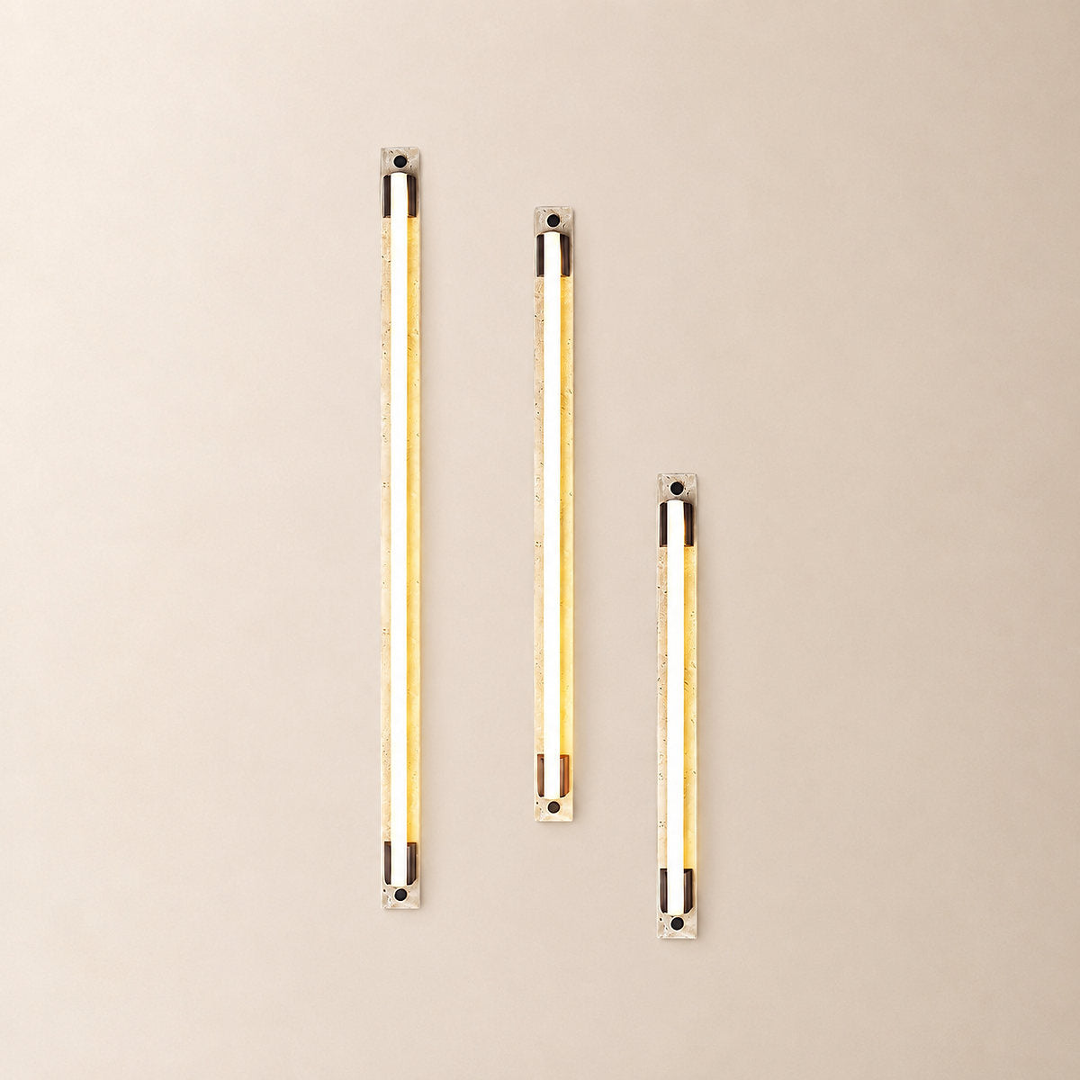 Caelum Light Bar Wall Lamp, 1.9-Inch x H 23.6-Inch, Wood & Yellow Travertine, Warm Light for Living Room & Dining Room