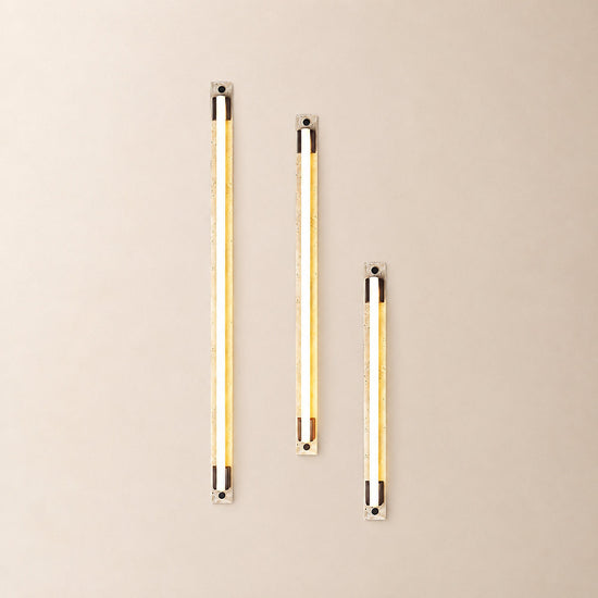 Caelum Light Bar Wall Lamp, 1.9-Inch x H 23.6-Inch, Wood & Yellow Travertine, Warm Light for Living Room & Dining Room