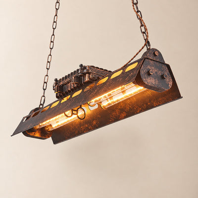 Rectangular Rust Iron Steampunk Chandelier