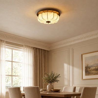 Tricolordeer Lotus Flush Mount Walnut Ceiling Lamp