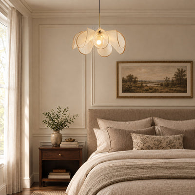 Woven Abaca Fiber Floral Pendant Lamp