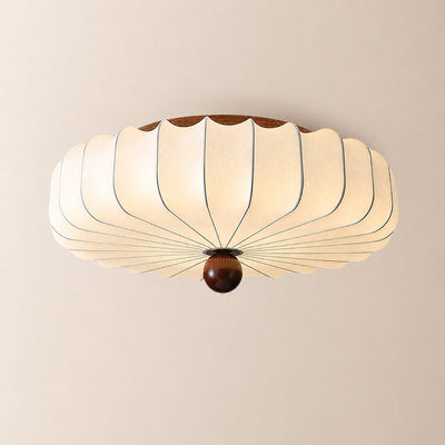 Solenne Blossom Ceiling Light, 15.7-Inch, Walnut & White, Warm Light for Living Room