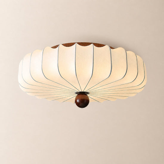 Solenne Blossom Ceiling Light, 15.7-Inch, Walnut & White, Warm Light for Living Room