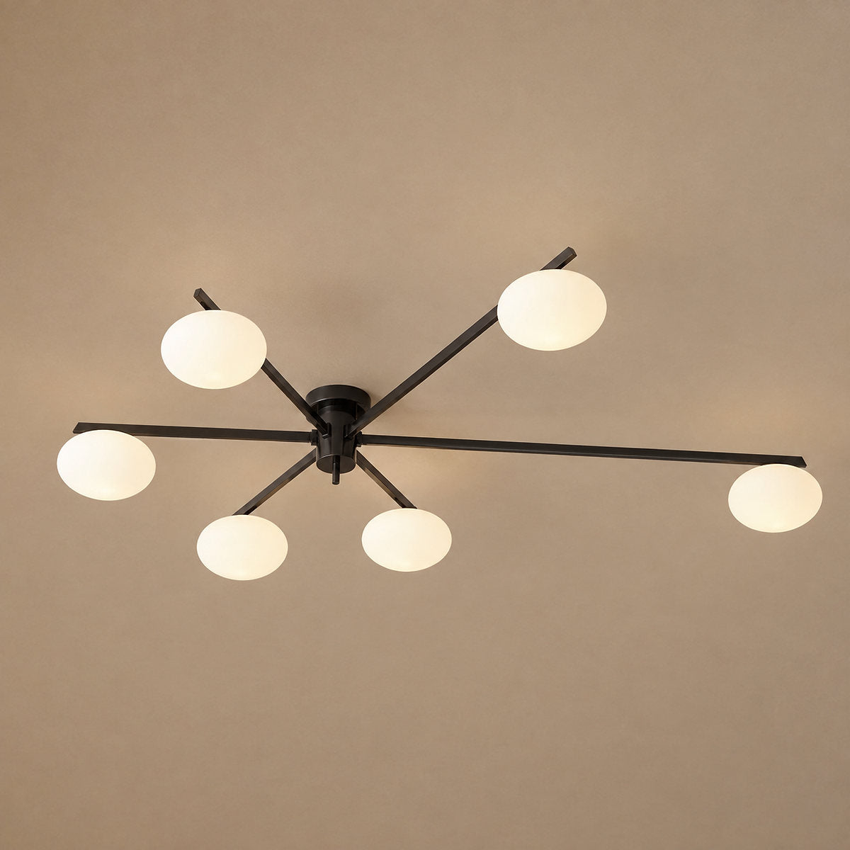 Low-Profile Multi-Arm Oval Glass Ceiling Lamp