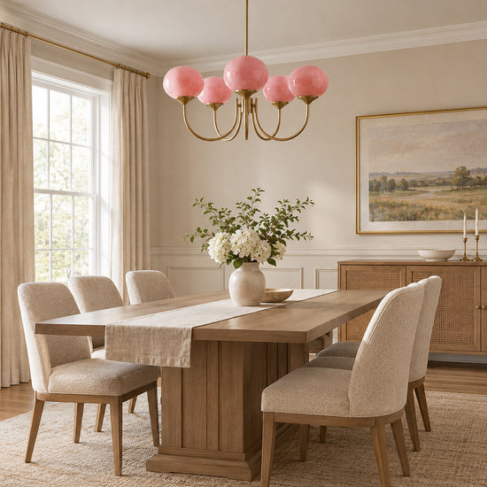 Hand-Sprayed Glass Multi-Light Chandelier