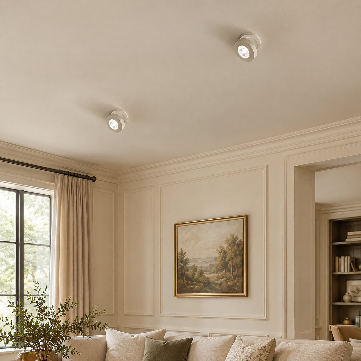 Round Rotating LED Downlight Wall Lamp, 3.4-Inch x H 0.9-Inch, White, Warm Light for Bedroom & Living Room