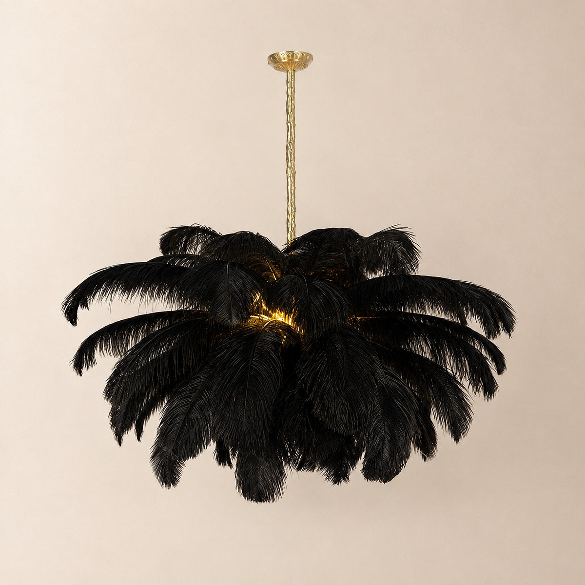 Tricolordeer Layered Plume Brass Chandelier