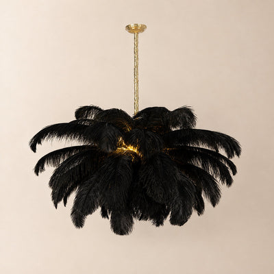 Tricolordeer Layered Plume Brass Chandelier
