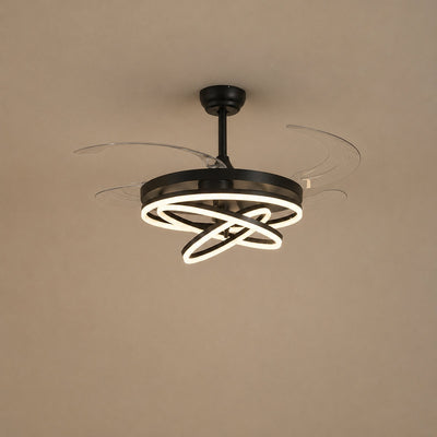 Tricolordeer LED Ring Light Ceiling Fan with Retractable Acrylic Blades