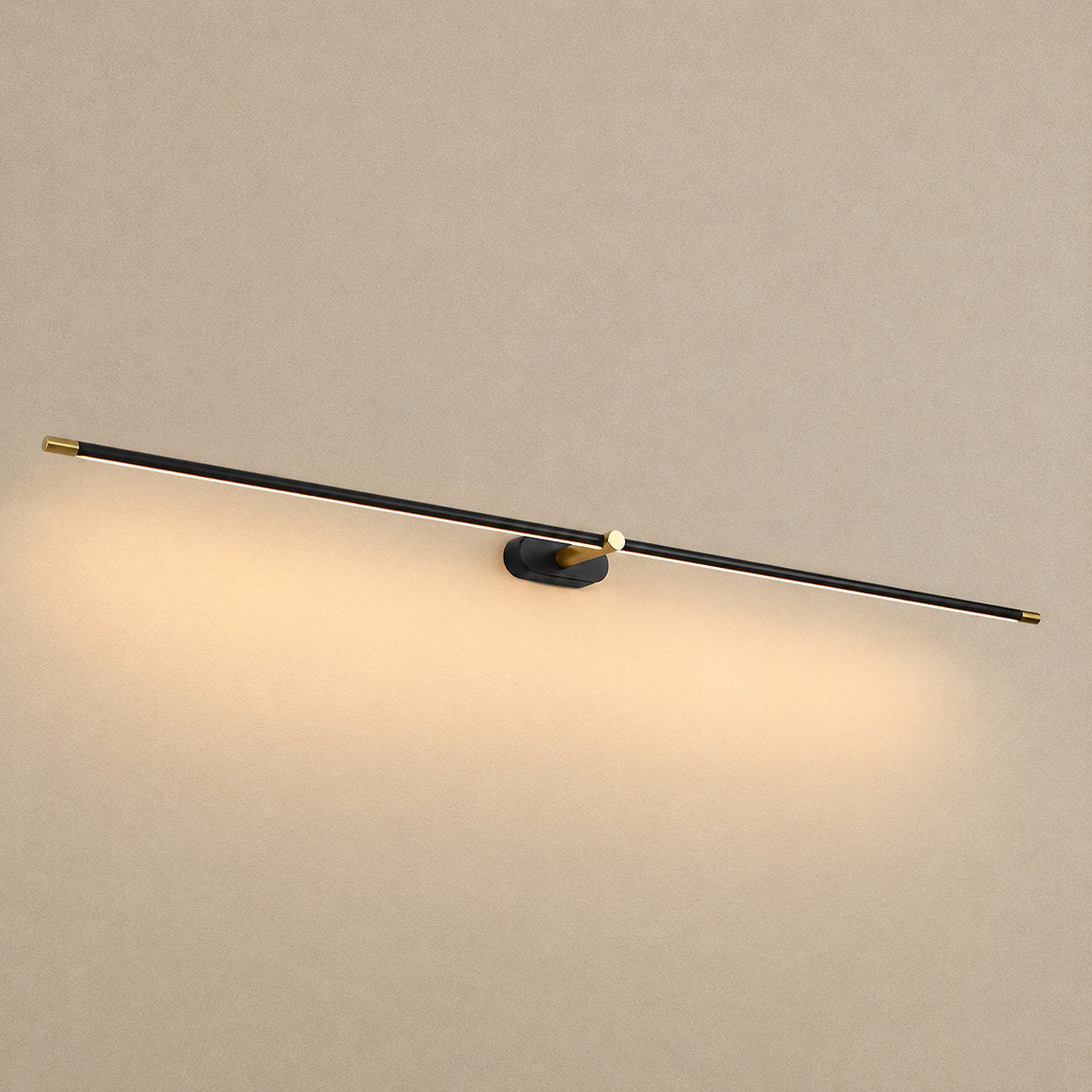 Minimalist Linear Rechargeable Wall Lamp, L 27~50-Inch x H 2-Inch, Gold, Three-Color Light & USB Charging for Bedroom & Living Room