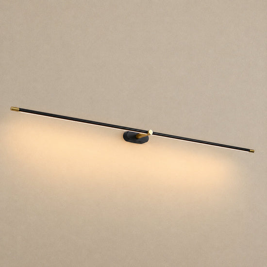 Minimalist Linear Rechargeable Wall Lamp, L 27~50-Inch x H 2-Inch, Gold, Three-Color Light & USB Charging for Bedroom & Living Room