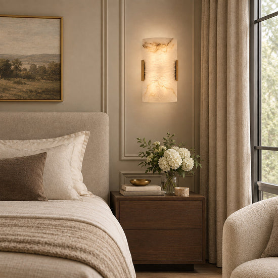 Contemporary Brass Alabaster Wall Sconce