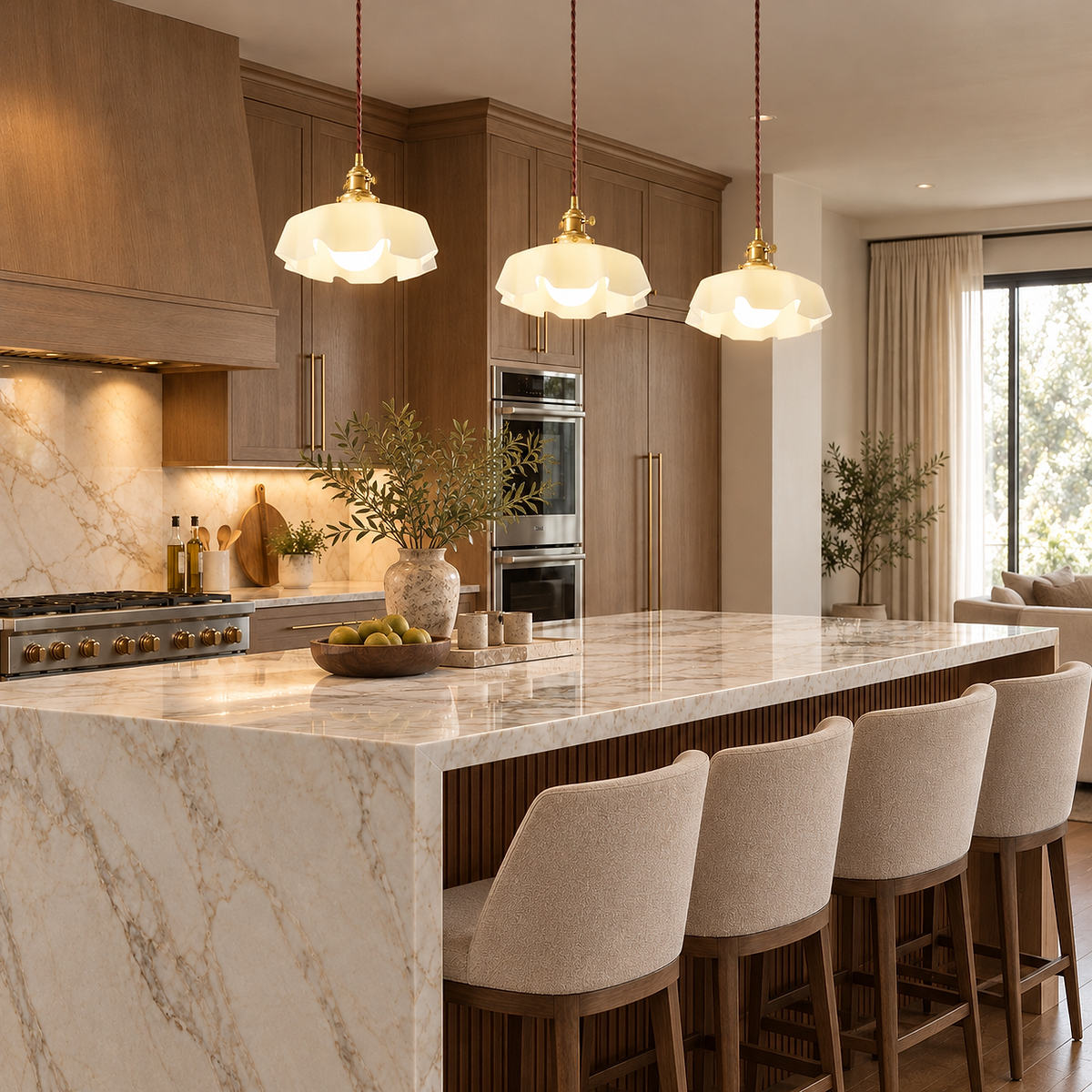 Pleated Glass Dome Swag Pendant Light