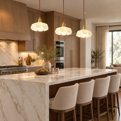 Pleated Glass Dome Swag Pendant Light