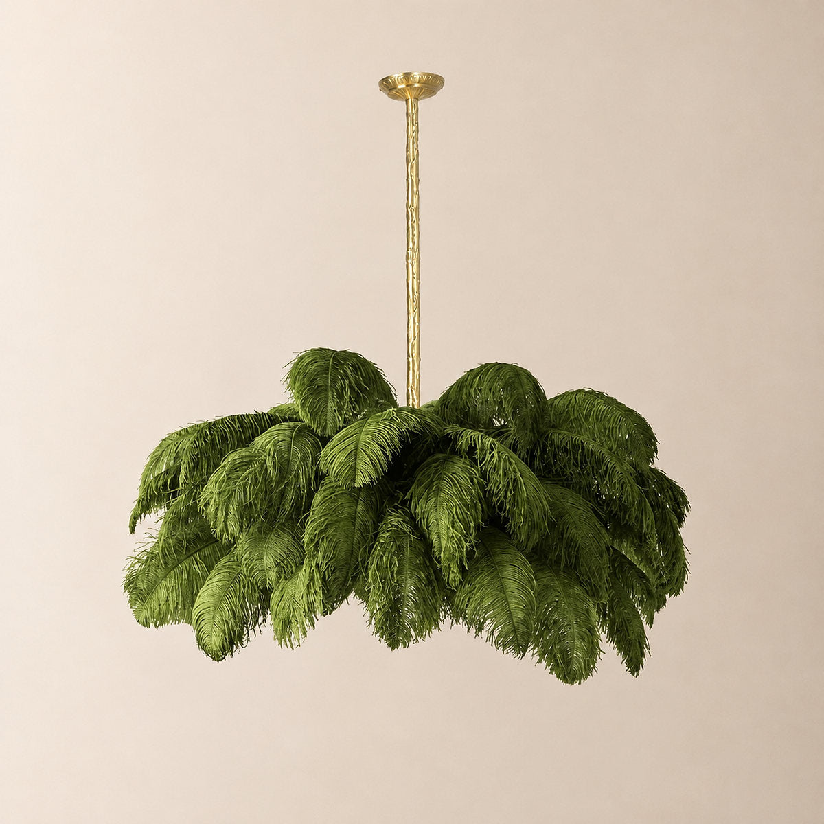 Tricolordeer Layered Plume Brass Chandelier