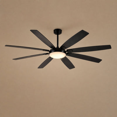Eight-Blade LED Disc Ceiling Fan in Walnut
